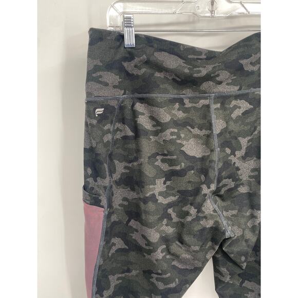 Fabletics Original Powerhold Leggings Pockets Mesh Sides Green Camo Size XL - Picture 4 of 9